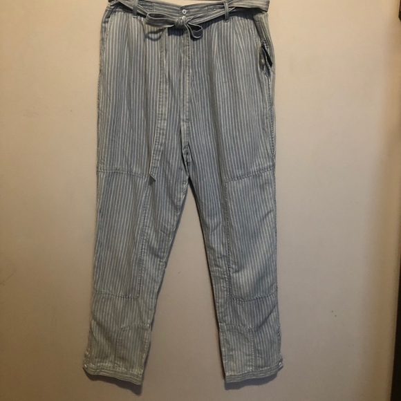 MARC JACOBS chambray belted straight leg pants - Picture 2 of 4